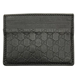 GUCCI Card Case Wallet Guccissima Black Leather Business Holder